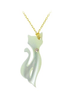 Buy 18 Karat Gold Cat With Crystal Design Mother of Pearl Necklace in UAE