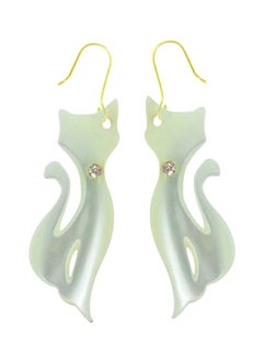 Buy 18 Karat Gold Cat Shaped Mother Of Pearl Earrings in UAE