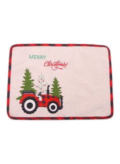 Buy Tractor Machine Embroidered Placemat Beige/Red/Green 46x33cm in Saudi Arabia