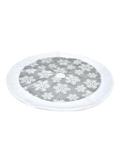 Buy Snowflake Printed Decorative Tree Skirt Grey/White 101cm in Saudi Arabia