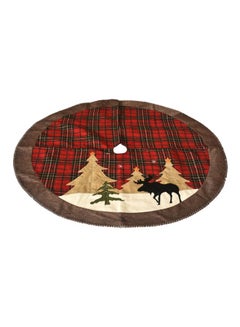 اشتري Decorative Plaid Pattern Embroidered Tree Skirt أحمر/ أسود/ بني 108سم في السعودية