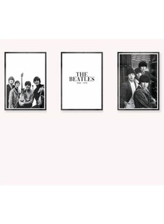 Buy 3-Piece The Beatles Icon Framed Poster Set Black/White/Grey 21x30cm in UAE