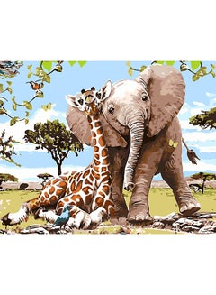 Buy Elephant and Giraffe Acrylic Wall Art Activity Kit Multicolour 40x50cm in UAE