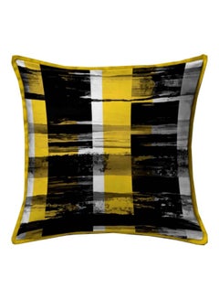 Buy Printed Velvet Decorative Cushion Pillow Yellow/Black 40x40cm in Egypt