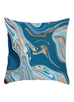 Buy Colourful Marble Design Cushion Cover Blue/White/Beige 45x45cm in UAE