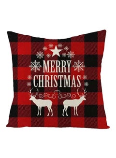 Buy Christmas Printed Cushion Cover Red/Black/White 45x45cm in UAE