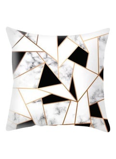 Buy Marble Design Printed Cushion Cover White/Black/Beige 45x45cm in Saudi Arabia
