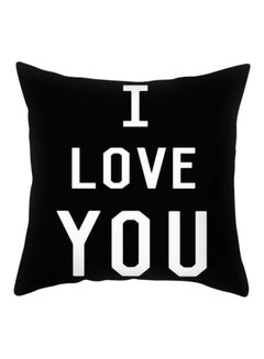 Buy I Love You Printed Cushion Cover Black/White 45x45cm in Saudi Arabia