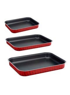 Buy Set Of 3 Les Specialists Rectangular Oven Dish Red/Black 7.2x45.8x32.8cm in Saudi Arabia