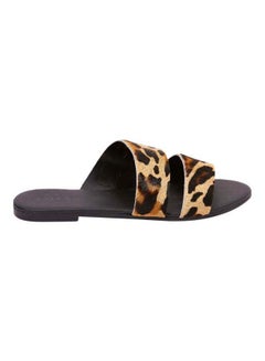 Buy Leopard Pony Hair Sandals Black in Saudi Arabia