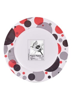 Buy 10 Piece Paper Plates Red/Black/Grey 23centimeter in UAE