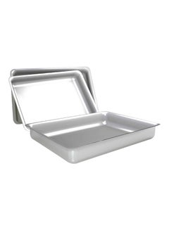 Buy 3-Piece Rectangular Oven Dish Set Silver 25/29/35cm in Saudi Arabia