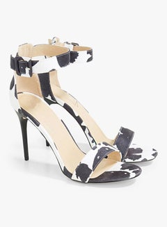 Buy Printed Stiletto Sandals Black/White in Saudi Arabia
