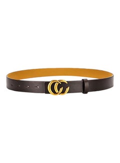 Buy PU Leather Belt With Double C Buckle Brown/Gold in Saudi Arabia