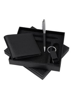 Buy 3-Piece Mens Wallet Set Black in Saudi Arabia