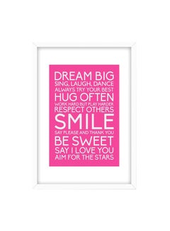 Buy Motivational Quote Wall Poster With Frame White/Pink 30x40cm in UAE