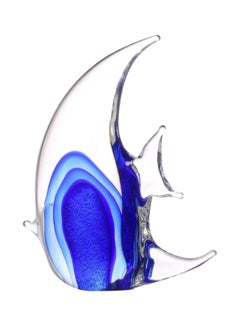 Buy Tropical Fish Glass Ornament Figurine Clear/Blue in UAE