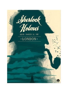 Buy Metal Sherlock Themed Plate Poster Green/Beige 15x20cm in UAE