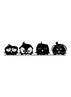 Buy 4 Cute Owls Wall Sticker Black/White 100x25centimeter in UAE