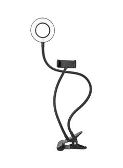 Buy Selfie LED Ring Light With Flexible Mobile Phone Holder Black in UAE
