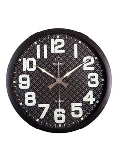 Buy Round Analog Wall Clock Brown/Black 400x400x35millimeter in Saudi Arabia