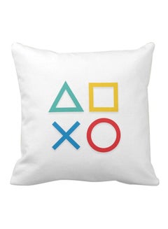 Buy PlayStation Buttons Printed Decorative Pillow White/Yellow/Red 40x40cm in UAE