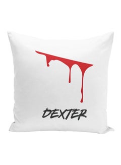 Buy Dexter Fan Art Printed Decorative Pillow White/Red/Black 16x16inch in UAE