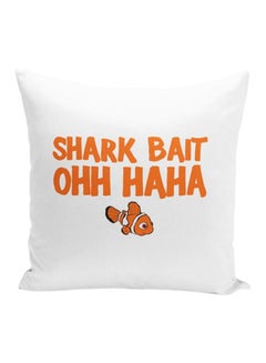 Buy Shark Bait Printed Decorative Pillow White/Orange 16 x 16 x 7inch in UAE