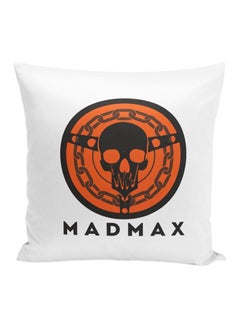 Buy Madmax Logo Skull Throw Pillow White/Orange/Black 16x16inch in UAE