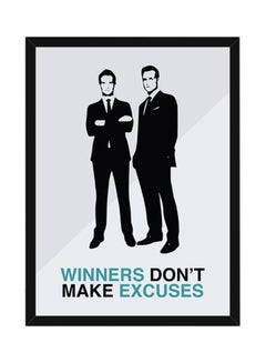 Buy Suits Quote Wall Poster With Frame White/Grey/Black 40x55cm in UAE