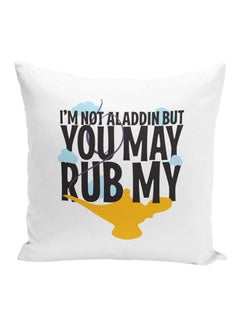 Buy Funny Quote Lamp Genie Aladdin Decorative Pillow White/Black/Yellow 16x16inch in UAE