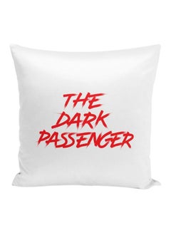 Buy Dexter Throw Pillow With Stuffing White/Red 16x16inch in UAE