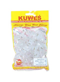 Buy 100-Piece Cat.6 RJ45 Connectors Clear in UAE