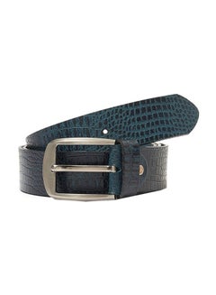 Buy Textured Patterned Leather Belt Blue in UAE
