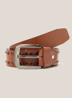 Buy Woven Style Leather Belt Brown in UAE