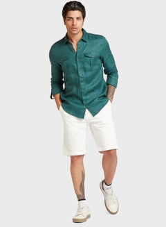 Buy Pocket Detail Slim Fit Shirt Green in Saudi Arabia