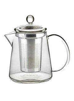 Buy Heat Resistant Glass Tea Pot With Stainless Steel Strainer And Lid Clear/Silver 950ml in Saudi Arabia