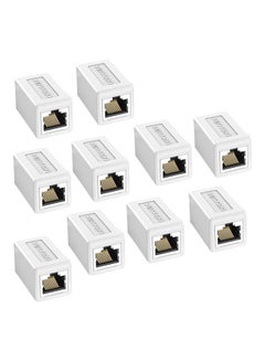 Buy 10-Piece  RJ45 Connector Cat.6 FTP Keystone Jack Coupler For Network Cable Extension White in UAE