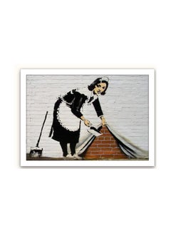 Buy Banksy Graffiti Street Art Themed Canvas Poster Frame Grey/Black/Brown in Egypt