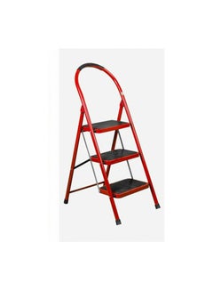 Buy 3-Step Steel Ladder Red Red/Black 120x37x47cm in Saudi Arabia