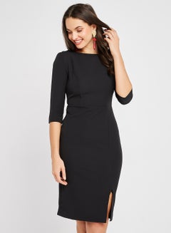 Buy Side Slit Dress Black in Saudi Arabia