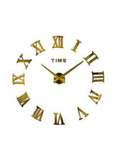 اشتري ملصق جداري بتصميم ساعة كوارتز من الأكريليك ثلاثية الأبعاد بأرقام رومانية يمكنك لصقه بنفسك ذهبي 80x80سم في مصر