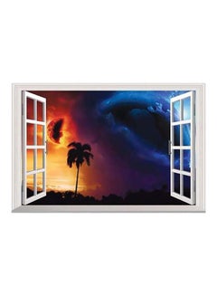 Buy 3D Window Beach Sea Wall Sticker Orange/Blue/White 70x50cm in Egypt
