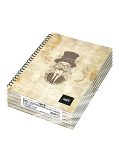 Buy 5-Piece Spiral Hardcover Notebook Set, 100 Pages Beige/Brown in UAE