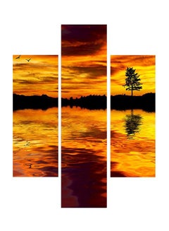 Buy 3-Piece Landscape And Nature Themed Painting Set Yellow/Brown/Black 64x60cm in Egypt