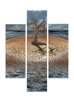 Buy 3-Piece Nature Themed Decorative Wall Painting Set Brown/Beige/Blue 60x140cm in Egypt