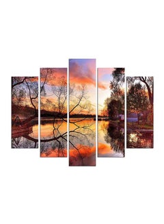 Buy 5-Piece Nature Themed Framed Painting Set Multicolour 110x60cm in Egypt