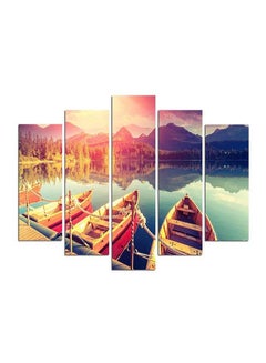 Buy 5-Piece Nature Themed Framed Painting Set Multicolour 110x60cm in Egypt