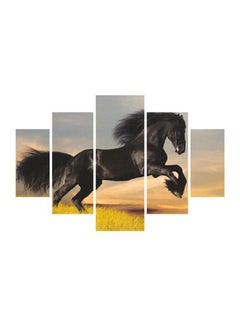 Buy 5-Piece Decorative Horse Themed Painting Set With Frame Multicolour 56x92cm in Egypt