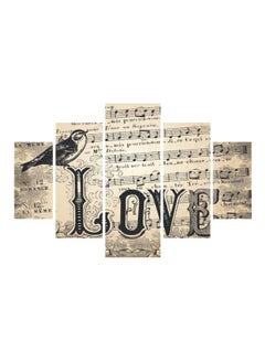 Buy 5-Piece Musical Notes Themed Wall Painting With Frame Set Beige/Black 92x56cm in Egypt